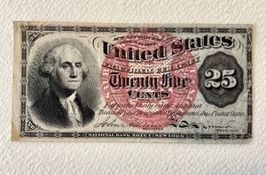 lot 86 image: Antique Fractional 25 Cents Currency