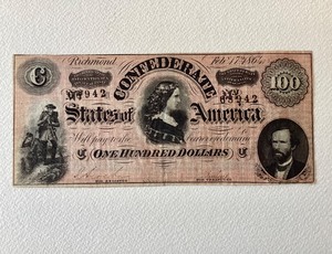 lot 97 image: $100. Confederate States Currency Note