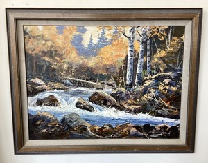 lot 150 image: Herb Hultgren Fly Fishing Painting