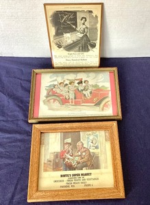 lot 202 image: Group of Vintage Framed Advertisements