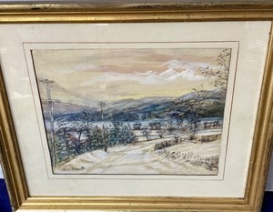 lot 201 image: Vintage Winter Landscape Painting