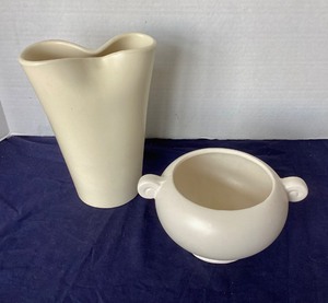 lot 228 image: Pair of White Pottery Vases