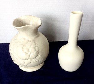 lot 231 image: Pair of Vintage White Pottery Vases