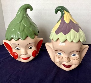 lot 248 image: Pair of Vintage Elf Cookie Jars
