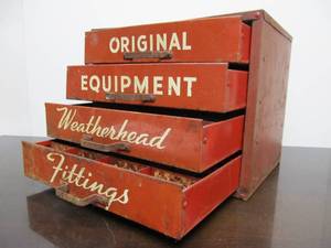 lot 24 image: Vintage Service Station Advertising Store Display Parts Cabinet - Weatherhead Fittings