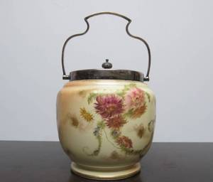 lot 45 image: Antique Circa 1900 Hand Painted Carlton Ware Porcelain Biscuit Jar #3
