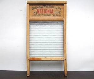 lot 94 image: Primitive Antique Larger Size CrystalGlass NATIONAL Washboard