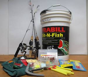 lot 101 image: Very Nice Large Lot of ICE FISHING Rods & Supplies
