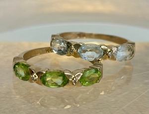lot 251 image: Pair of Genuine 10K Solid Gold Rings wGemstones