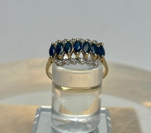 lot 253 image: Genuine Solid 14K Gold Ring wBlue Gemstones
