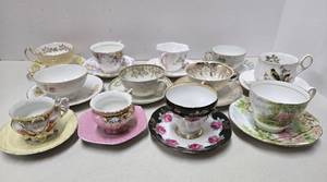 lot 273 image: Collection of Vintage & Antique Teacups wMatching Saucers