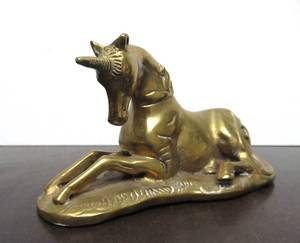 lot 212 image: Solid Brass Vintage Unicorn Statue