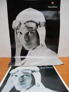 lot 241 image: Original Vintage 90s APPLE Computer Think Different Amelia Earhart Posters - 2 Different Versions