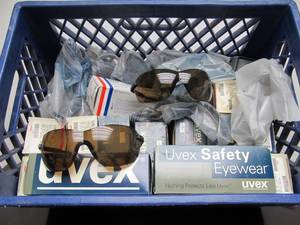 lot 157 image: Large Bin FULL of NOS Safety Eyewear GlassesGoggles