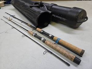 lot 423 image: 2 Great Condition Quality Graphite Fishing Rods in Plano Airliner Travel Case