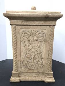 lot 330 image: Heavy Fiberglass Indoor Outdoor Decorative Trash Can wLid