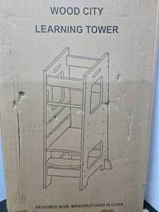 lot 332 image: Brand New Wood City Stepstool Kids Learning Tower 