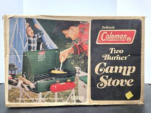 lot 350 image: Vintage COLEMAN 2-Burner Camp Stove wOriginal Box