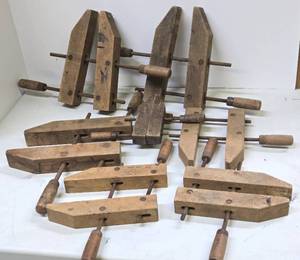 lot 363 image: Lot of 7 Vintage Wooden JORGENSEN Woodworking Clamps