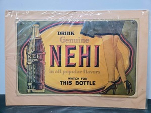 lot 397 image: Awesome Original 1930s NEHI Cardboard Soda Sign