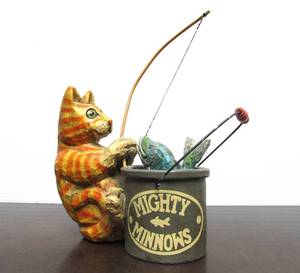 lot 428 image: Cat Fishing Mighty Minnows P. Schifferl Figurine