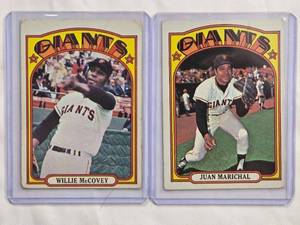 lot 36 image: Lot of 2 Vintage MLB Baseball Cards 1972 Topps - Juan Marichal No. 567 and Willie McCovey No. 280