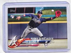 lot 57 image: Ronald Acua Jr. Rookie Debut Baseball Card Topps 2018 No. US252 Update Series