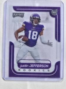 lot 62 image: Justin Jefferson Rookie 2020 Panini Chronicles Playoff Card No. M-10