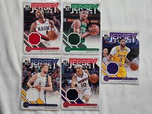 lot 64 image: Lot of 5 Patch Relic Cards - Anthony Davis, Damian Lillard, Reggie, Lewis, Mike Bibby, Domantas Sabonis