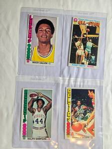 lot 88 image: Lot of 4 Vintage Basketball Cards featuring Mack Calvin, Randy Smith, Charlie Scott, Ralph Simpson