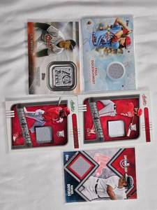 lot 119 image: Lot of 5 Baseball Cards with Relic Patches - Rafael Devers, Jo Adell, Luis Garca, Paul Goldschmidt, Cal Ripken Jr.