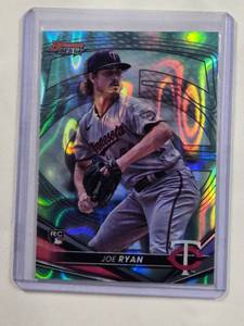 lot 128 image: Joe Ryan Rookie 2022 Bowmans Best Aqua Refractor No. 50, Numbered 135199