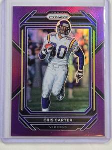 lot 131 image: Cris Carter 2022 Panini Purple Prizm No. 196, Numbered #056125