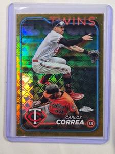 lot 147 image: Carlos Correa 2024 Gold Logofractor Topps Chrome No. 156