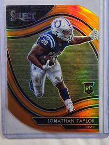 lot 154 image: Jonathan Taylor Orange Rookie Die Cut Refractor 2021 Panini Select No. 353
