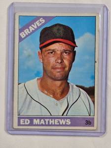 lot 173 image: Ed Mathews Vintage 1966 Topps Baseball Card #200