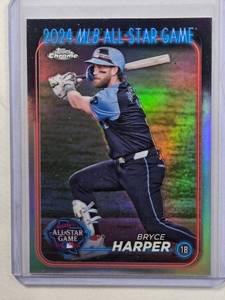 lot 195 image: Bryce Harper 2024 Topps Chrome Refractor MLB All-Star Game No. ASC-11