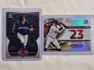 lot 197 image: Lot of 2 Brooks Lee Rookie Cards - Bowman Scouts Top 100 No. BTP-23, Bowman Chrome No. BCP-31