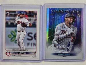 lot 202 image: Lot of 2 Royce Lewis Rookie Cards - 2022 Topps Stars of MLB No. SMLB-84 and MLB Debut Series 2022 Topps US149