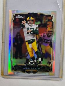 lot 211 image: Aaron Rodgers 2014 Topps Chrome Mini Refractor No. 83