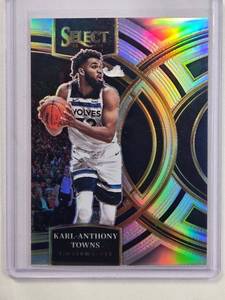 lot 260 image: Karl-Anthony Towns 2023-24 Panini Select Premier Silver Prizm No. 196