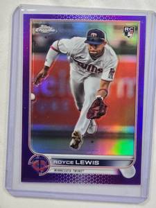 lot 271 image: Royce Lewis Rookie Topps Chrome Purple Refractor No. USC143 Chrome