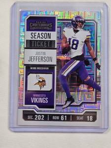lot 283 image: Justin Jefferson 2023 Silver Panini Contenders Season Ticket No. 67