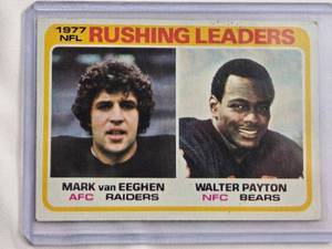 lot 287 image: 1977 NFL Rushing Leaders No. 333 - Walter Payton and Mark van Eeghen