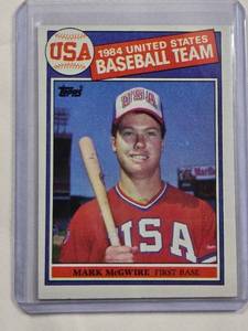 lot 293 image: Mark McGwire Rookie Topps for the 1984 USA Baseball Team Card No. 401