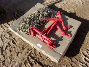 lot 83 image: 4-516 Ratchet Load Binders & 4-516x20 Grade 80 Chains (UNUSED)