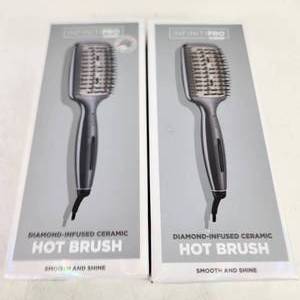 lot 2 image: Lot Of Two New InfinitiPro Conair Diamond-Infused Ceramic Hot Brush Smooth And Shine