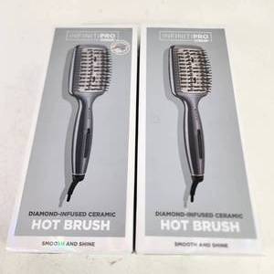 lot 4 image: Lot Of Two New InfinitiPro Conair Diamond-Infused Ceramic Hot Brush Smooth And Shine