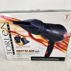 lot 5 image: New Torlen Professional Heavy-Duty Hair Dryer Heat Blaze With Attachments