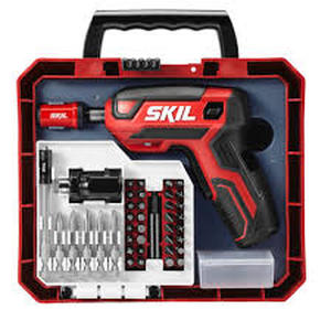 lot 73 image: SKIL Rechargeable 4V Cordless Pistol Grip Screwdriver with 42pcs Bit Set, USB Charger and Carrying Case